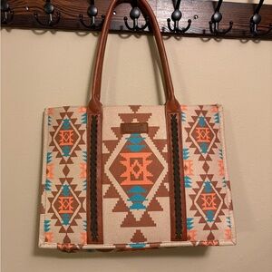 Wrangler Brown and Blue Patterned Tote
